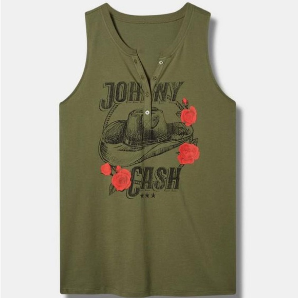 Torrid Johnny Cash Classic Fit Cotten Henley Tank